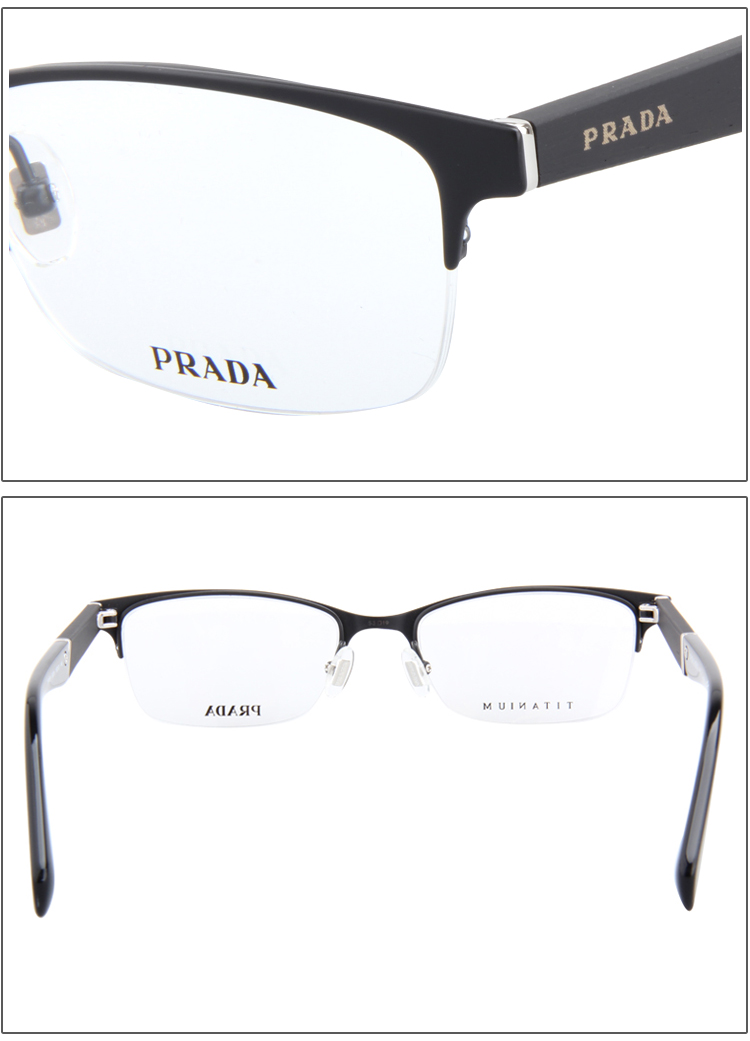 prada 普拉达 中性款黑色半框光学眼镜架眼镜框 vpr 62p 1bo101