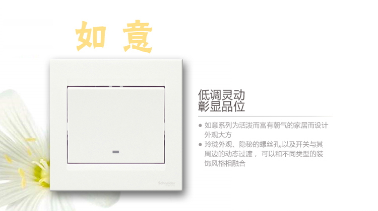 施耐德（Schneider）开关 一开单开单控开关 白色 如意系列 EV51/1