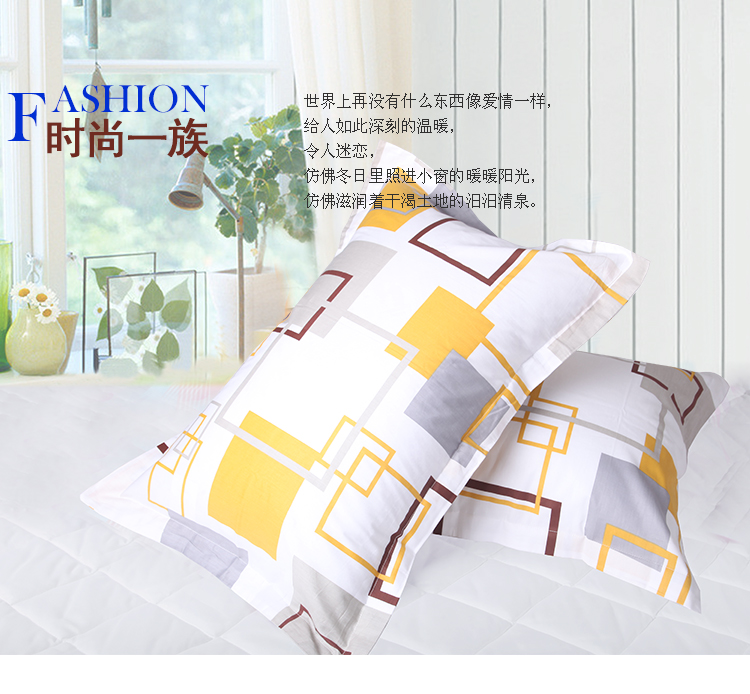 
                                        【京东超市】艾薇 床品家纺 全棉枕套纯棉枕头套一对（格韵48*74）                