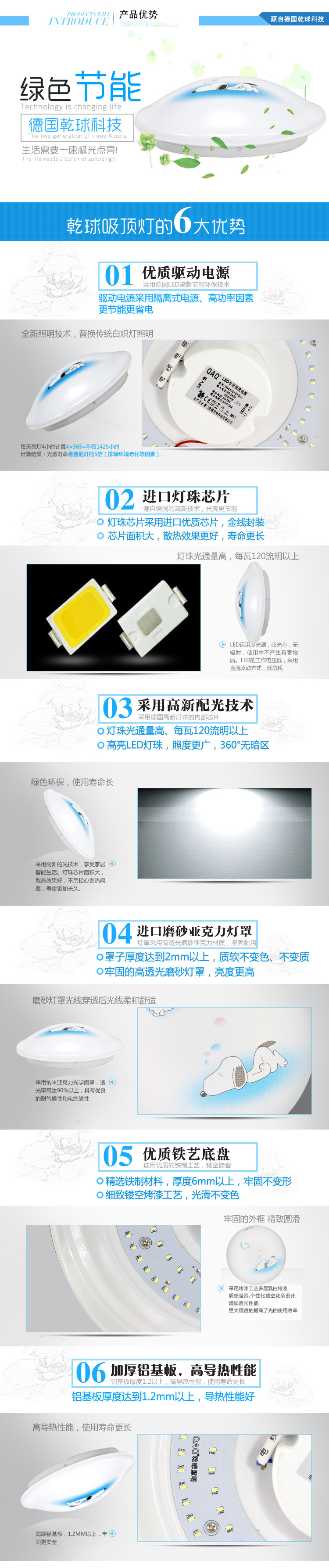 乾球（QAQ）QXD190-08WSNB 乾坤LED吸顶灯 史努比 8W