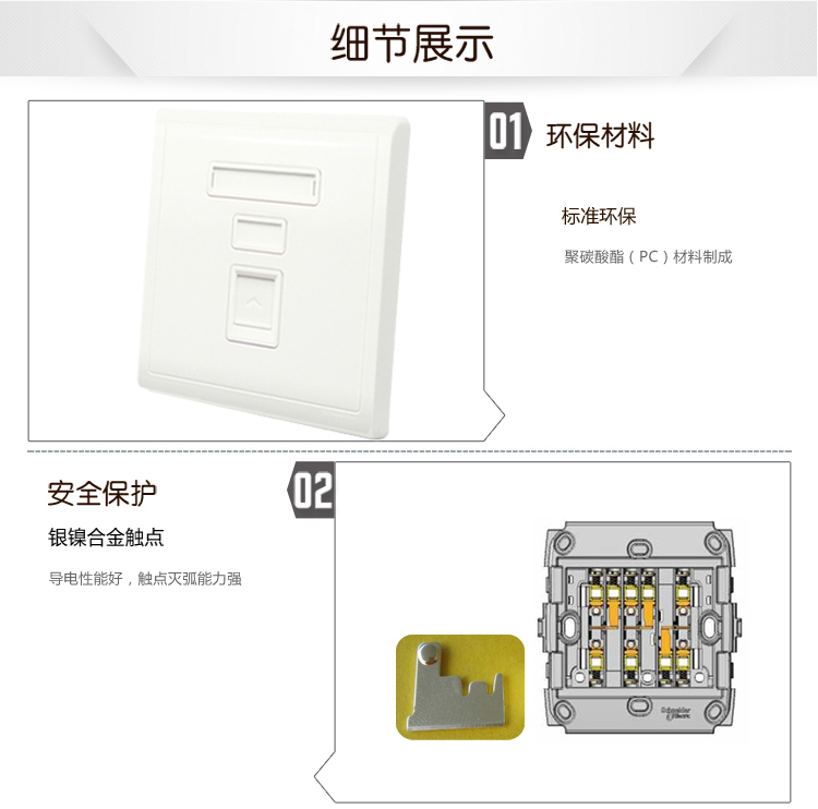 
                                                            施耐德电气 开关插座 超五类电脑 网络插座面板 丰尚系列 白色E8231RJS_5                