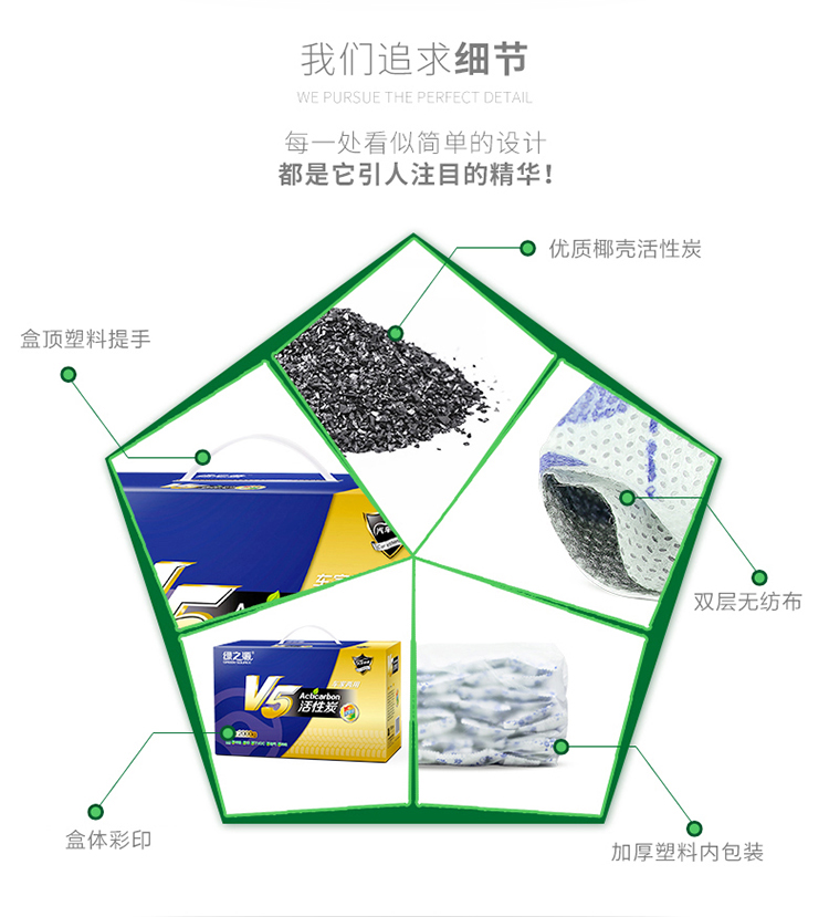绿之源 V5除甲醛车家两用活性炭2000g 新房室内装修除味碳包去甲醛 家居除味剂
