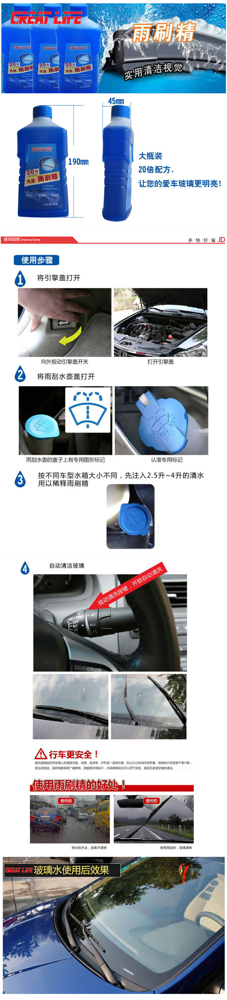 GREAT LIFE 20倍高效浓缩雨刷精500ml GLT-073