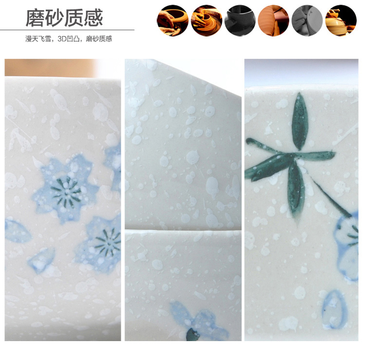 樱之歌 纯手绘雪花釉日式素瓷盖碗2只装