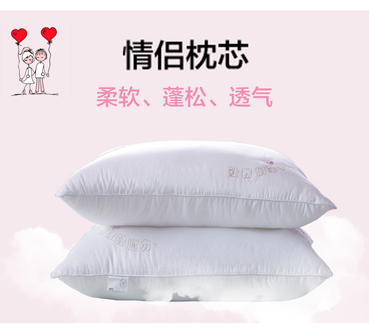 
                                        胜伟 枕芯家纺 全棉羽丝绒枕 双人情侣枕头 一对装 48*74cm                