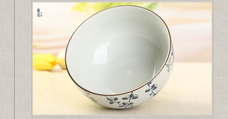 
                                        
                                        山田烧汤碗 陶瓷碗(7英寸)釉下彩日式面碗大汤碗(1只装) 梅花                