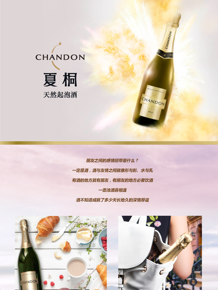 夏桐(chandon)红酒 洋酒 气泡酒 起泡酒 传统工艺天然高泡葡萄酒 750