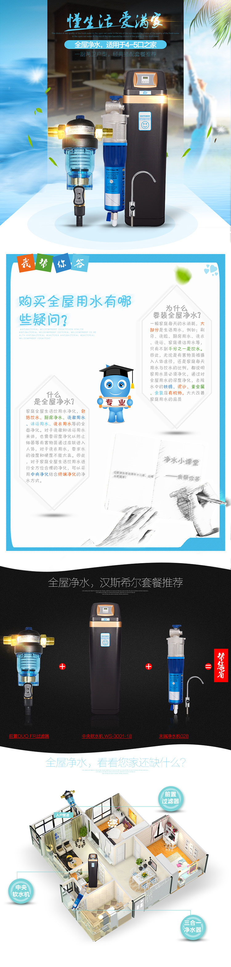 生活电器 净水器 云净 云净云净 一厨二卫户型全屋净水方案