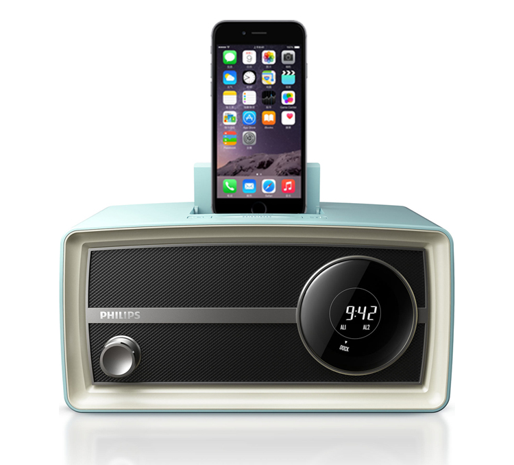 飞利浦（PHILIPS）ORD2105 迷你音响复古收音机 苹果iphone6S/6Plus/5/ipod充电器 音乐底座音箱 蓝色