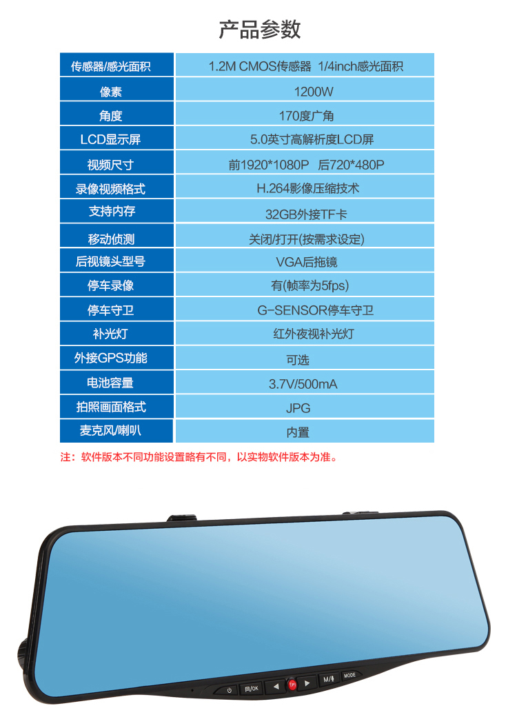 凌度(blackview hs950a 高清行车记录仪 双镜头后视镜_车载电器_汽车