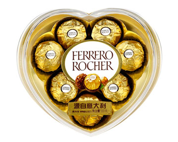 意大利进口 ferrero rocher费列罗榛果威化巧克力8粒心形装100g【本