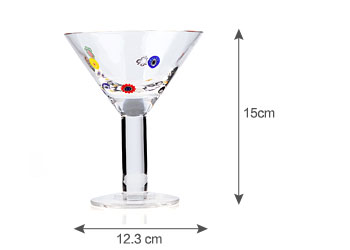 Homix Millefiori无铅水晶玻璃马提尼杯 透明