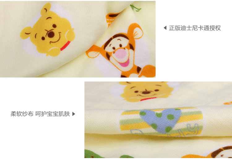
                                        
                                                            迪士尼（Disney）毛巾家纺 维尼熊幸福全家纱布方巾 口水巾 A类纯棉 婴儿童挂式小毛巾 可记名 黄色34*34cm                