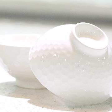 
                                        洁雅杰米饭碗 陶瓷碗套装(4.5英寸)色釉高脚碗(6只装) 白色                
