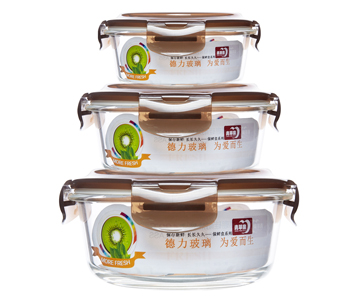 青苹果 耐热玻璃保鲜盒套装 3件套 BXHK03-8 烤箱 冰箱 微波炉适用保鲜盒