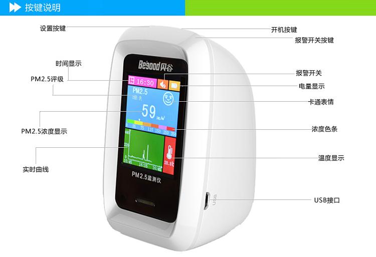 
                                        【京东超市】贝谷 防雾霾PM2.5检测仪  BGPM-02                