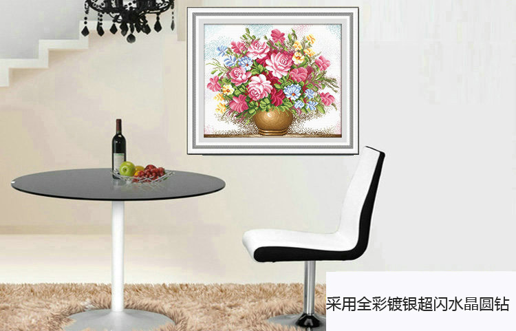 青苇 钻石画 十字钻绣 花卉 粉红玫瑰 H-3029/W-0052 69CM*59CM
