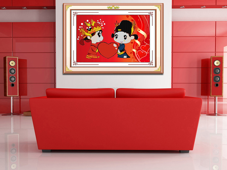 青苇 钻石画 十字钻绣 喜庆 心心相印（婚礼版）X-8021 71CM*45CM