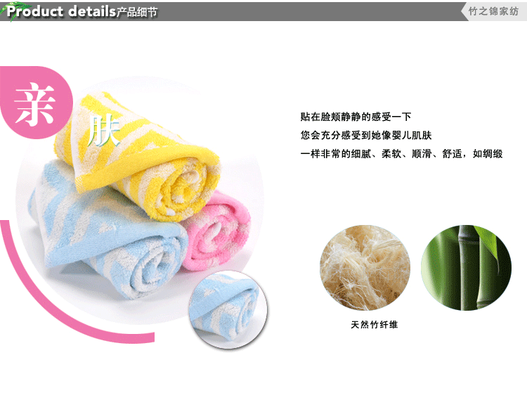 竹之锦（The Bamboo Kam）竹纤维色织成人洗脸毛巾 34*76cm M-030 蓝色