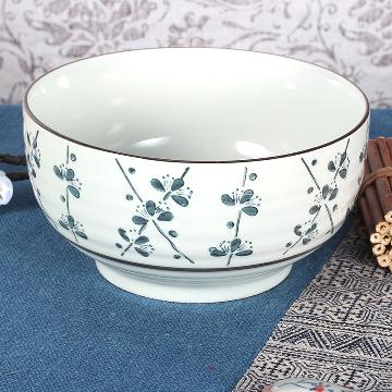 
                                        
                                        山田烧汤碗 陶瓷碗(7英寸)釉下彩日式面碗大汤碗(1只装) 梅花                