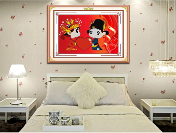 青苇 钻石画 十字钻绣 喜庆 心心相印（婚礼版）X-8021 71CM*45CM