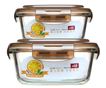 青苹果 耐热玻璃保鲜盒套装 2件套 BXHK02-7 烤箱 冰箱 微波炉适用保鲜盒