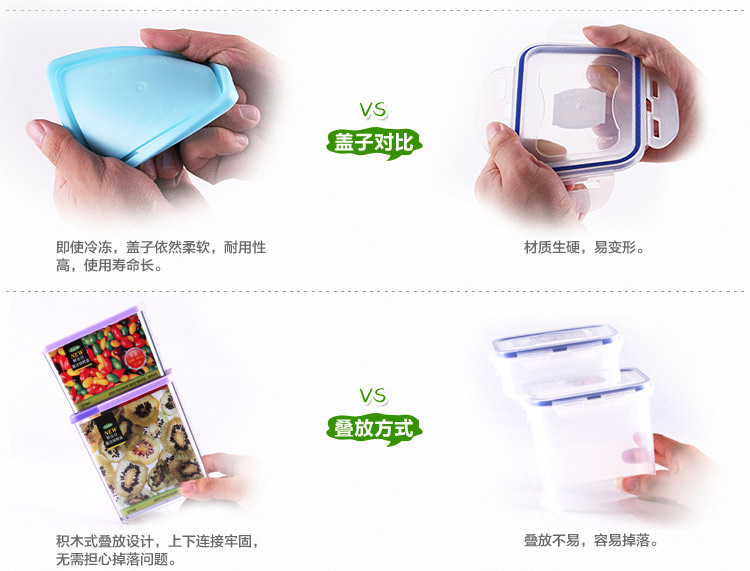 鲜乐仕sunrise 魔法密封食品保鲜盒7件套冰箱整理盒厨房收纳盒PBS14