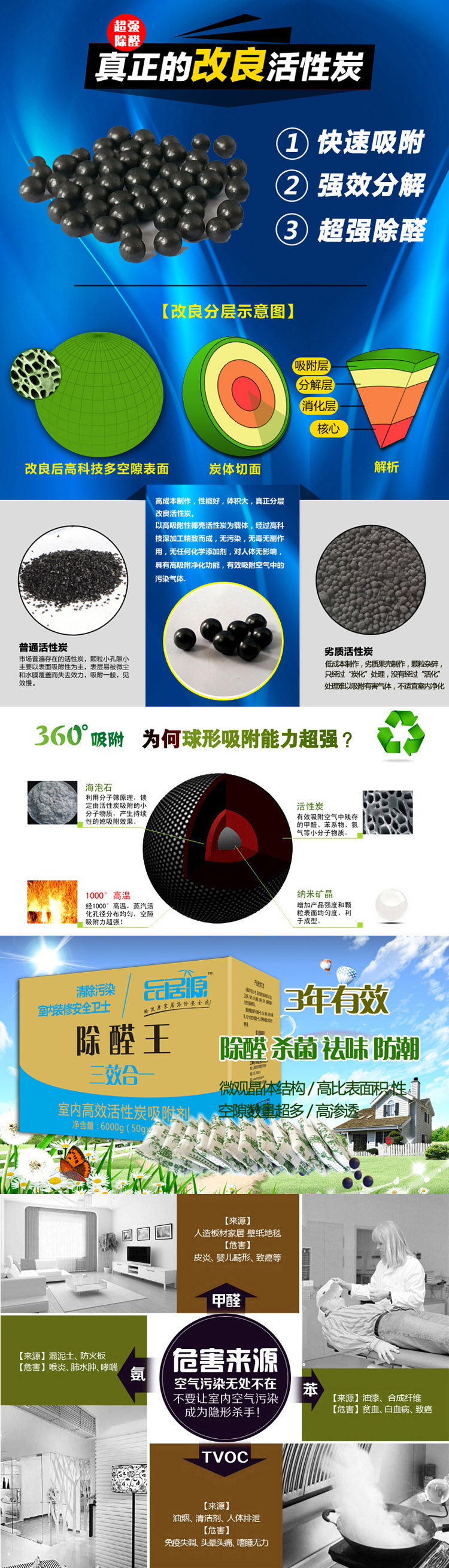 品居源 装修除味除甲醛 活性炭 6000克经济装