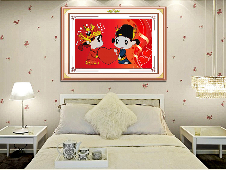 青苇 钻石画 十字钻绣 喜庆 心心相印（婚礼版）X-8021 71CM*45CM