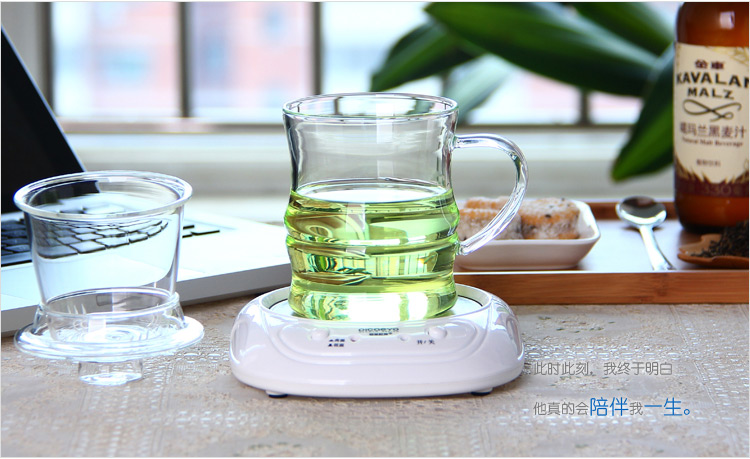 
                                        品茶忆友 茶具套装 茶杯耐热玻璃杯带茶漏茶滤保温加热杯垫恒温器 竹节保温底座套装                