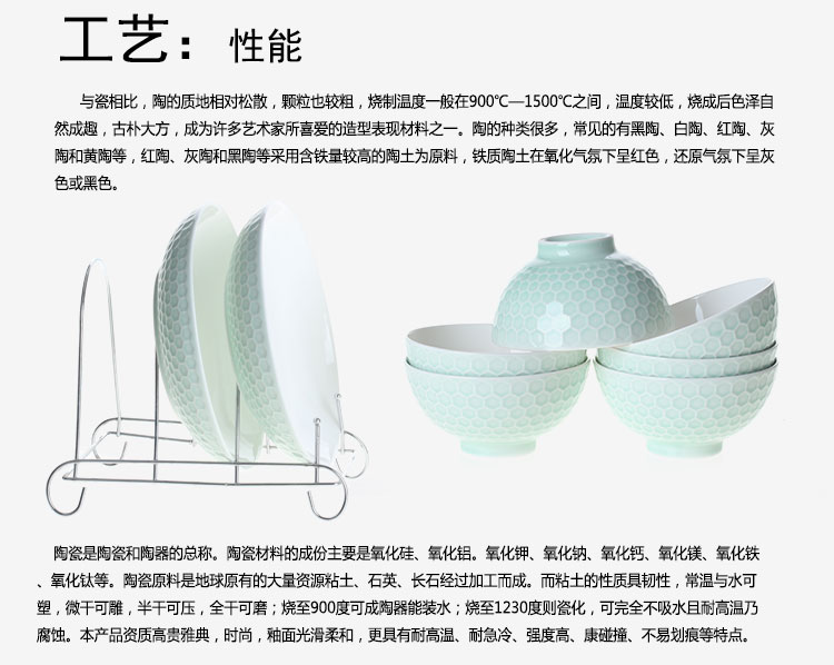 洁雅杰米饭碗 陶瓷碗套装(4.5英寸)色釉高脚碗(6只装) 绿色