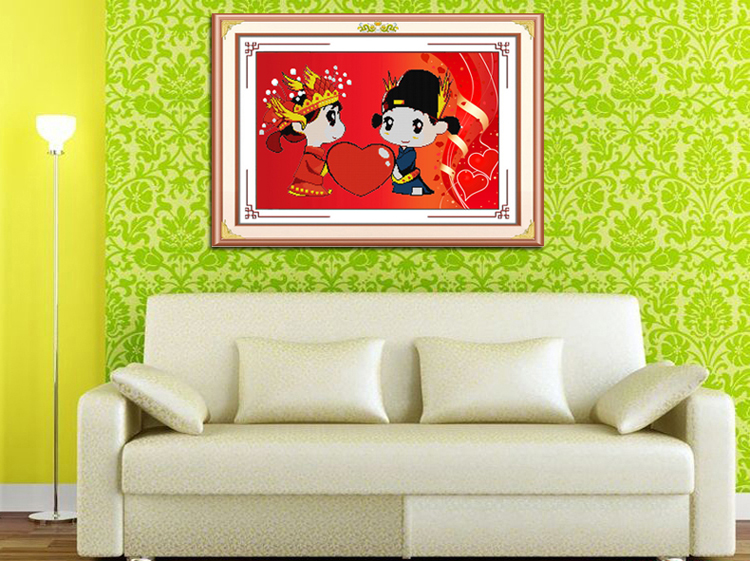 青苇 钻石画 十字钻绣 喜庆 心心相印（婚礼版）X-8021 71CM*45CM