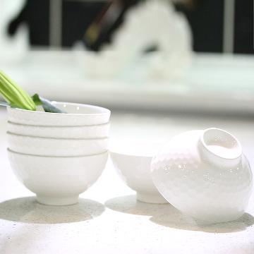 
                                        洁雅杰米饭碗 陶瓷碗套装(4.5英寸)色釉高脚碗(6只装) 白色                