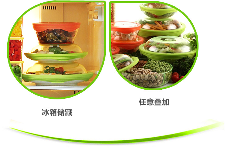 鲜乐仕sunrise 真空密封硅胶万能盖保鲜盒5件套冰箱整理盒MKS10