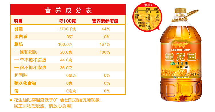 金龙鱼 食用油 压榨一级特香花生油4l(新老包装随机发放)
