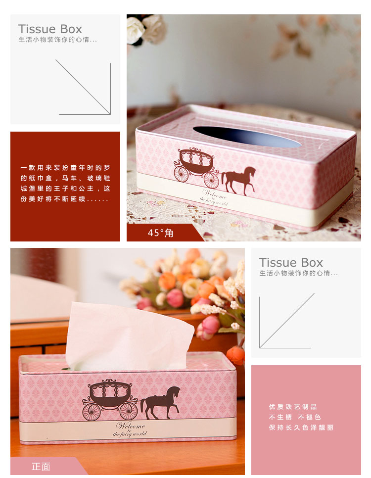 Homix 爱丽丝仙境 长方形马口铁纸巾盒 M款