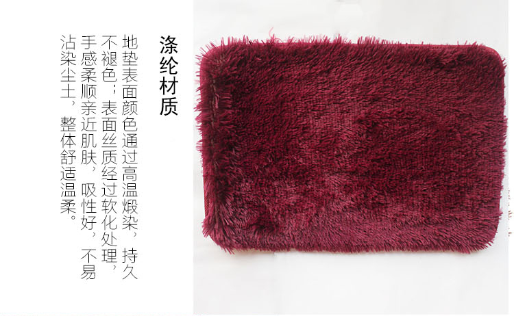 汉莱格 精品超柔高毛丝绒客厅卧室浴室地毯地垫40*60cm紫红
