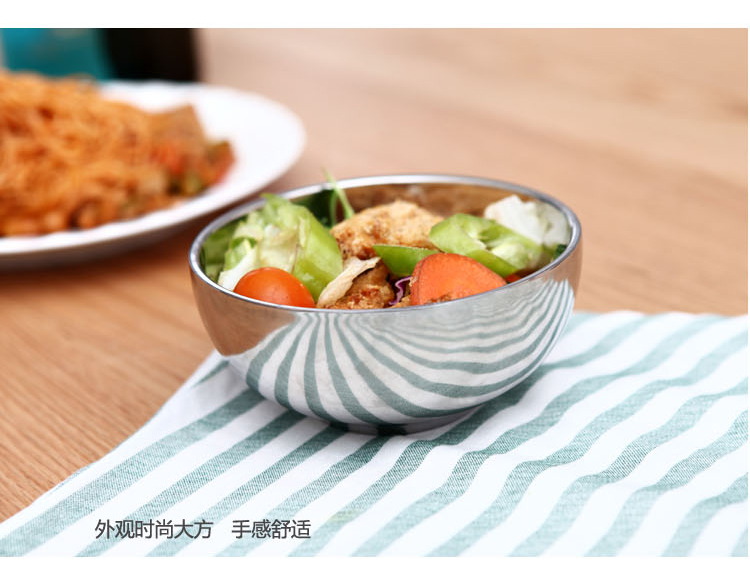 
                                        新桥（Cenka）不锈钢焊边碗 双层隔热防烫饭碗汤碗13cm 用餐饭碗                