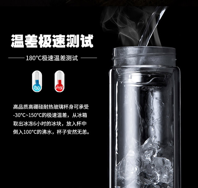绿珠lvzhu 玻璃杯双层500ml 创意便携商务男女士大容量 茶水分离过滤办公泡茶水杯子B680