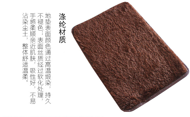 汉莱格 精品超柔丝绒客厅卧室浴室地毯地垫50*80cm咖啡