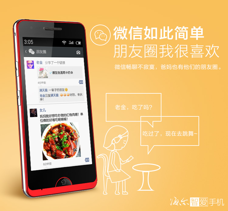 海尔(Haier) A8 富贵红 移动3G手机