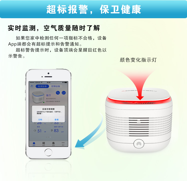 AIDISCOVERY AISN(黑） 环宝 室内环境检测仪 甲醛，PM2.5，可燃气体等六项数值检测 