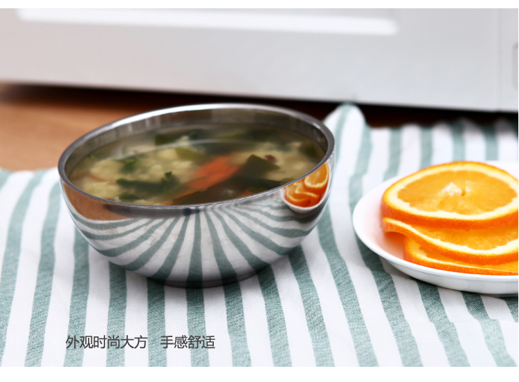 
                                        新桥（Cenka）不锈钢焊边碗 双层隔热防烫饭碗汤碗14cm 用餐饭碗                