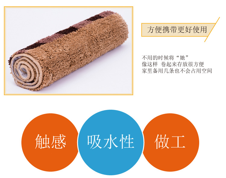 素雅特 植绒加厚地毯玄关地垫50*80cm 1002-005 驼色小方块