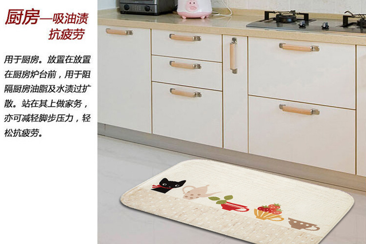 
                                        
                                        青苇 个性印染 地垫门垫 吸水防滑 浴室厨房脚垫 小黑猫50*80cm                