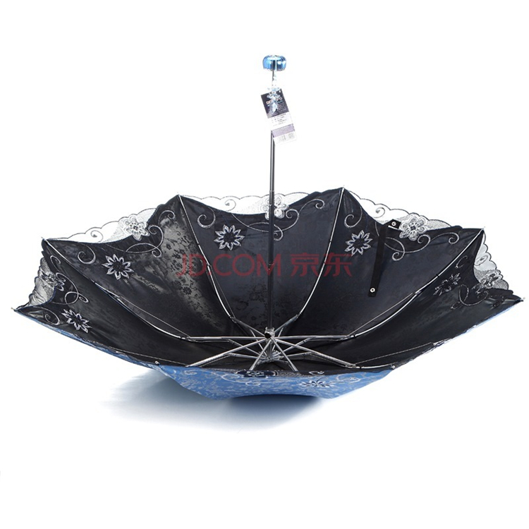 天堂伞 春意阑珊三折超轻绣花晴雨伞33200E兰色