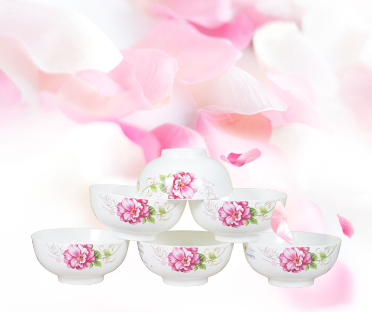 
                                        【京东超市】万毅米饭碗 陶瓷碗套装(4.5英寸)花之富贵韩式碗(6只装)                