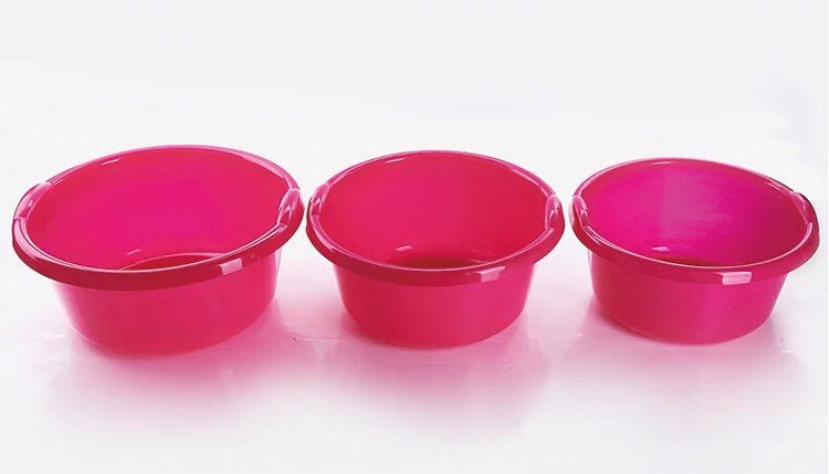 顺美 塑料盆 34CM欧式脸盆 带把手加厚浴室厨房多用盆 SM-2060 玫红色