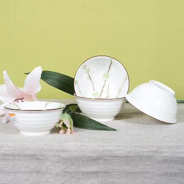 雅诚德汤碗 陶瓷碗套装(6.25英寸)日式餐具杰欧碗(4只装) 绿色