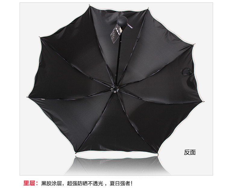 
                                        天堂伞 完美旅行丝光绒黑胶丝印三折蘑菇公主晴雨伞太阳伞 蓝色 33190E                